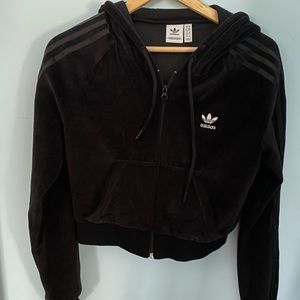 Y2K Adidas Velour Cropped Zip-Up (Small)